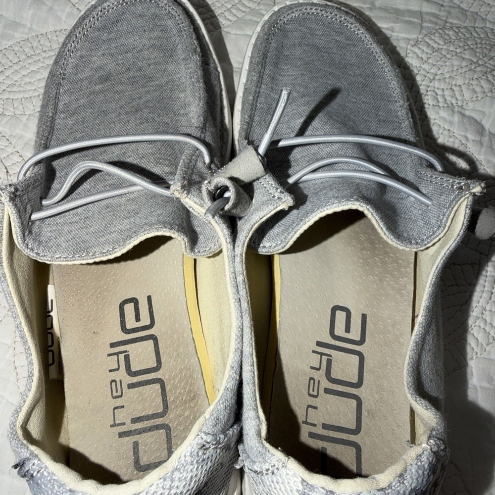 Hey Dude Wendy Stretch Fleece Glacier Gray Slip On Comfort Shoes Women's Sz 7 - Picture 4 of 7